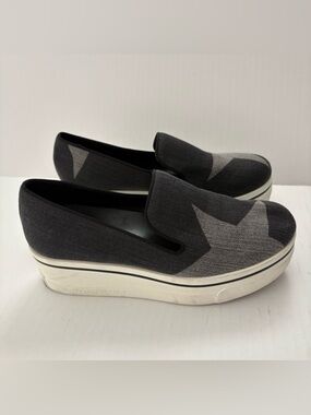 Stella McCartney Dark Grey Star Binx Canvas Platform Slip-on Sneakers